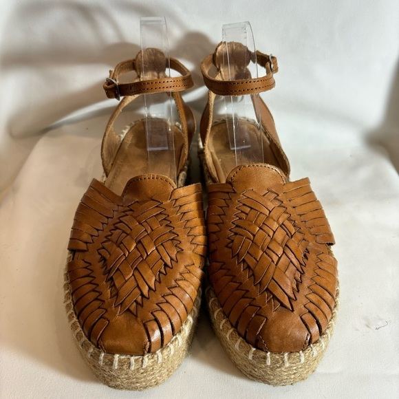 HARMONICA Sz 8.5 Sandals Huarache Fisherman Leather Espadrilles Ankle Strap - Picture 3 of 14